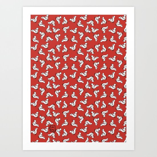 Birds {All birdie around - red} Art Print
