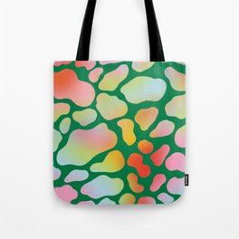 Cute Colorful Cow Spots Pattern \\ Multicolor Gradient & Juicy Green Background Tote Bag