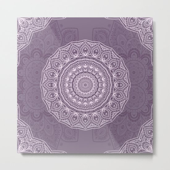 White Lace on Lavender Metal Print