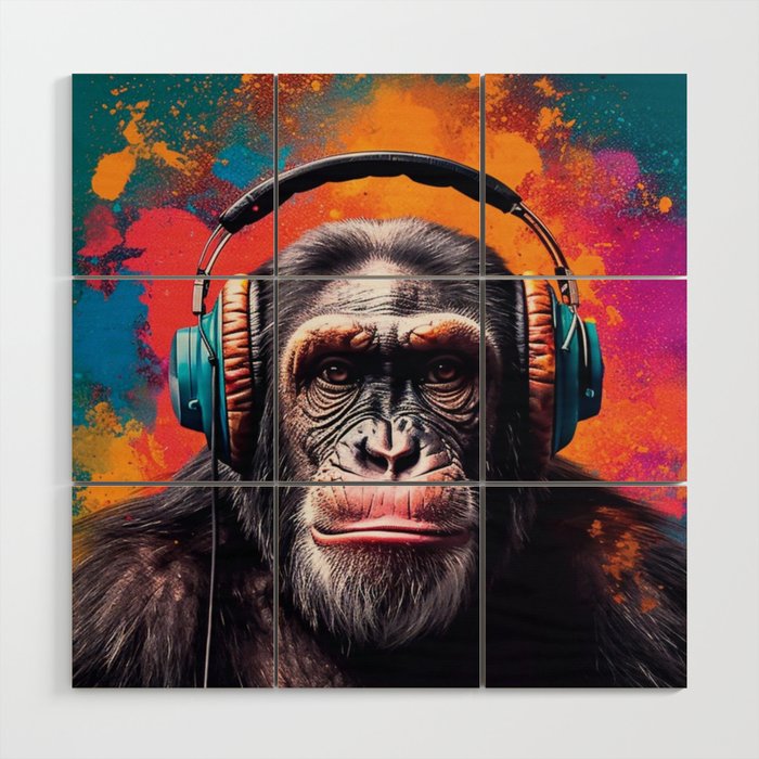 Urban Jungle: Chimp Graffiti Canvas Prints Wood Wall Art