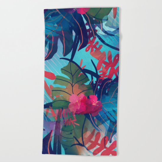 Tropical Blues Beach Towel