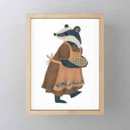 Blueberry Badger Framed Mini Art Print | Kids, Painting, Creature, Berry, Apron, Folk, Baking, Fall, Pie, Kitchen 