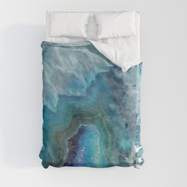 Blue Watercolor Agate Geode Print Duvet Cover