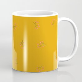 Branches With Red Berries Seamless Pattern on Mustard Background Mug
