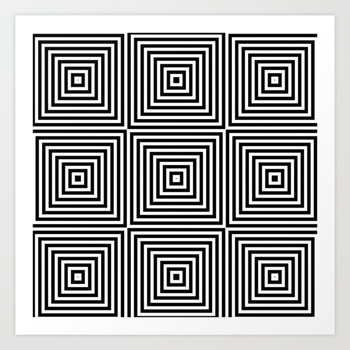 Square Optical Illusion Black And White Art Print By Lebensartdesign