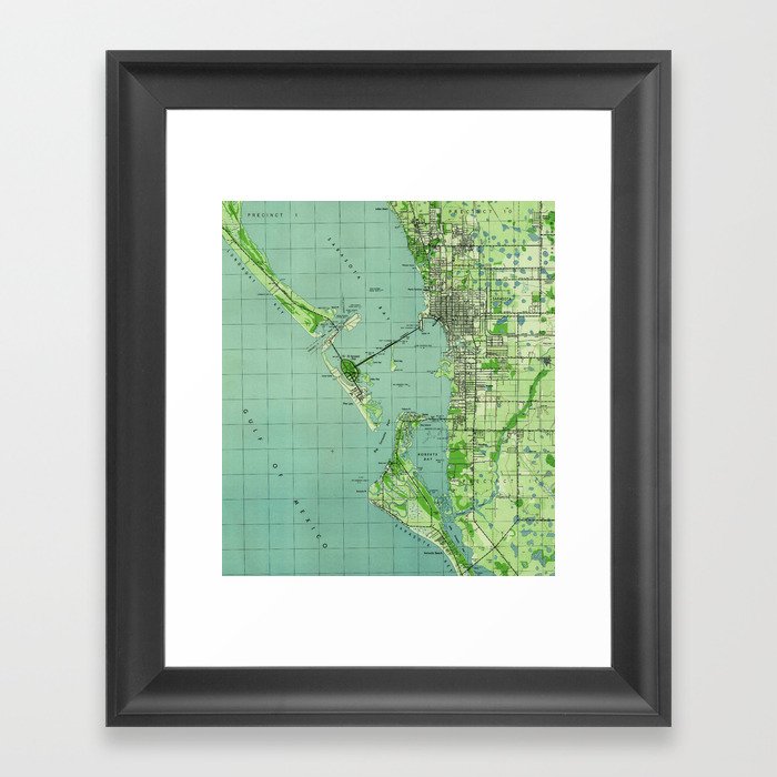 Vintage map of Sarasota Florida (1944) Framed Art Print