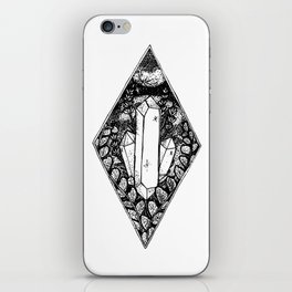 Crystal Cluster Fern and moon witchy art iPhone Skin