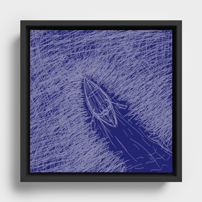 Boat on a river Framed Canvas