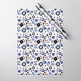 Blue and Black floral Wrapping Paper