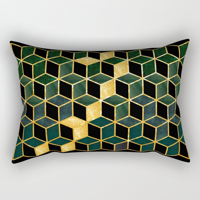 Green Cubes Rectangular Pillow