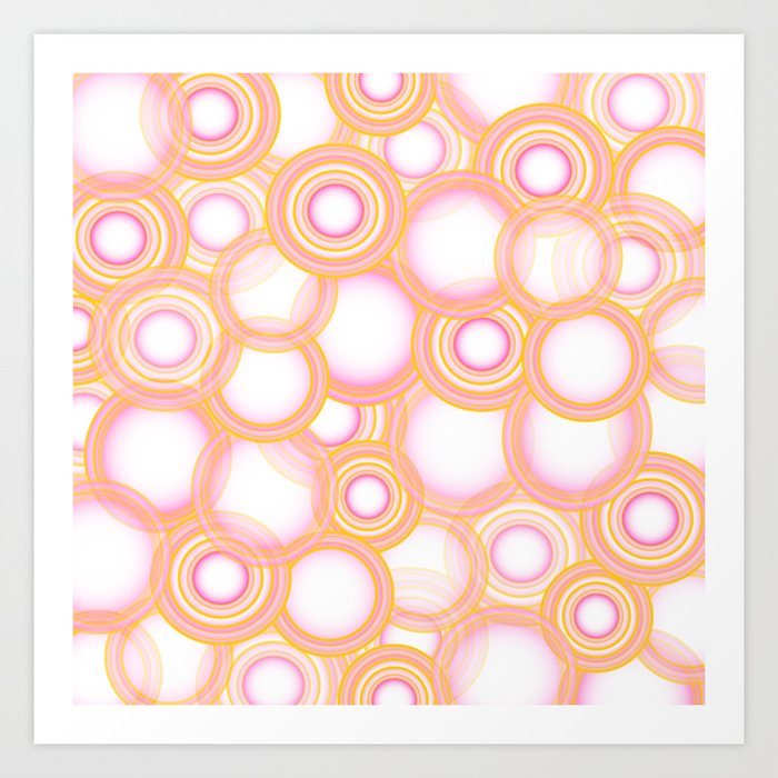 Nion - Colorful Geometric Abstract Circle Art Design Pattern in Orange Art Print