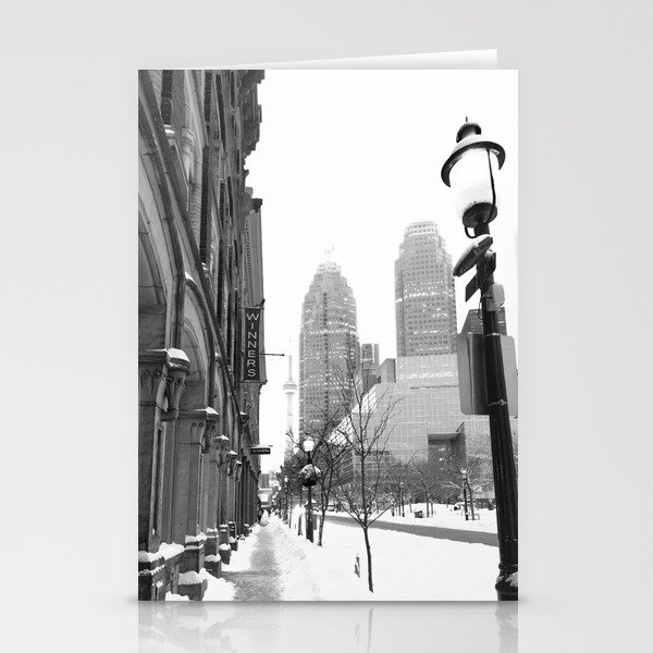 Toronto streets in winter - Black and white city photography Stationery Cards