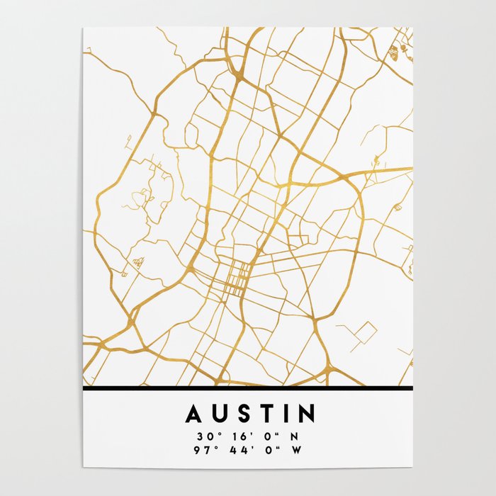 AUSTIN TEXAS CITY STREET MAP ART Poster