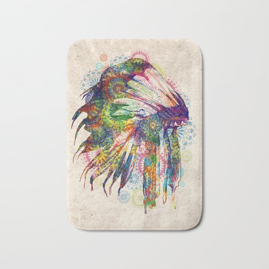 vintage mandala headdress Bath Mat