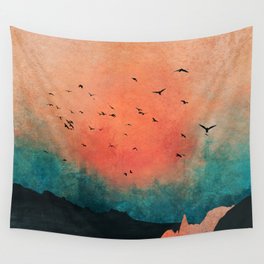 Mountain Summer Sunset Wall Tapestry
