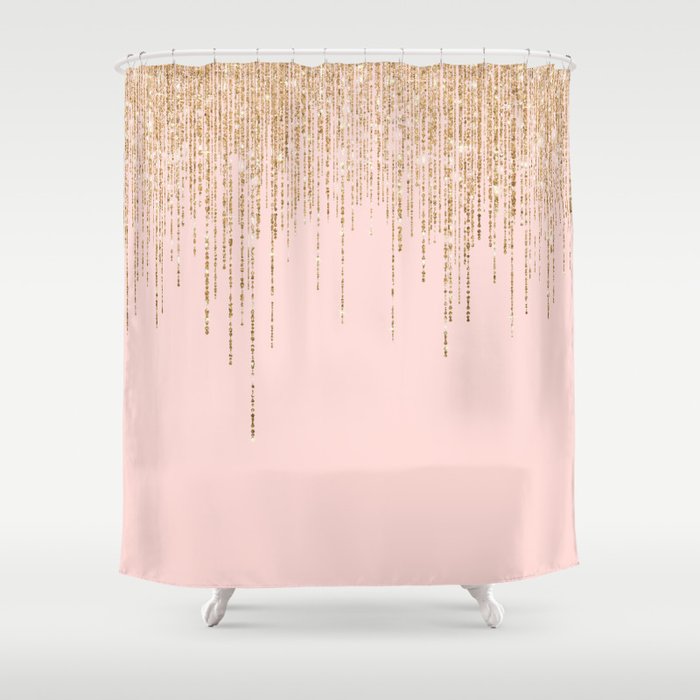 Blush pink online shower curtain