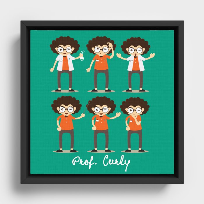 Professor Curly Framed Canvas