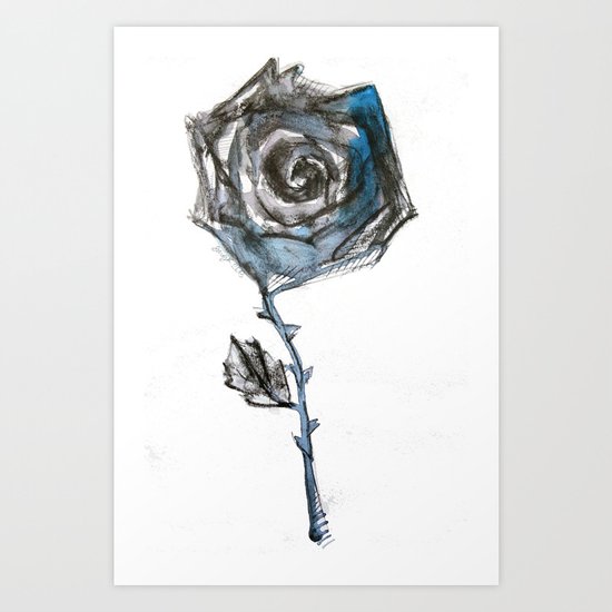 Royal Blue Rose Art Print