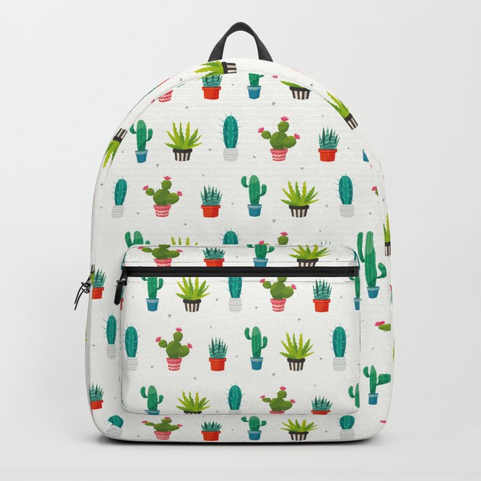 Colorful cactus succulent plant flower nature pattern Backpack