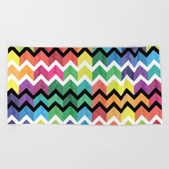 Watercolor Chevron Pattern VI Beach Towel