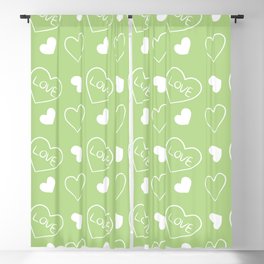 Valentines Day White Hand Drawn Hearts Blackout Curtain