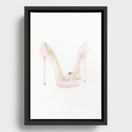 Blush Pink Manolo Blahnik Watercolor Framed Canvas