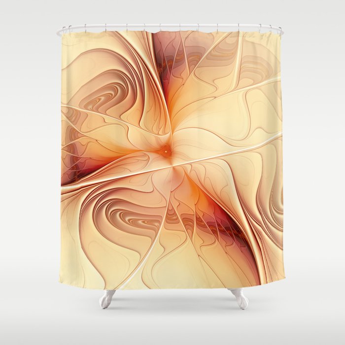 Floral Abstract, Fantasy Flower Fractal Art Shower Curtain