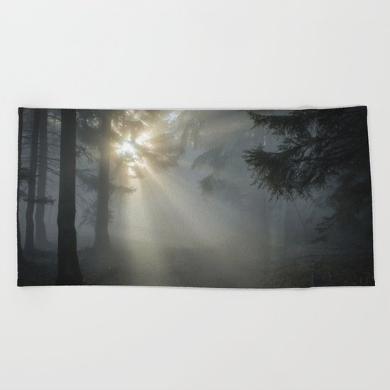 Winter Sunrise in the Forest Beach Towel