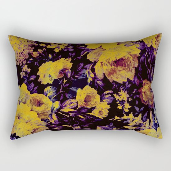 bright floral in yellow and purple Rectangular Pillow