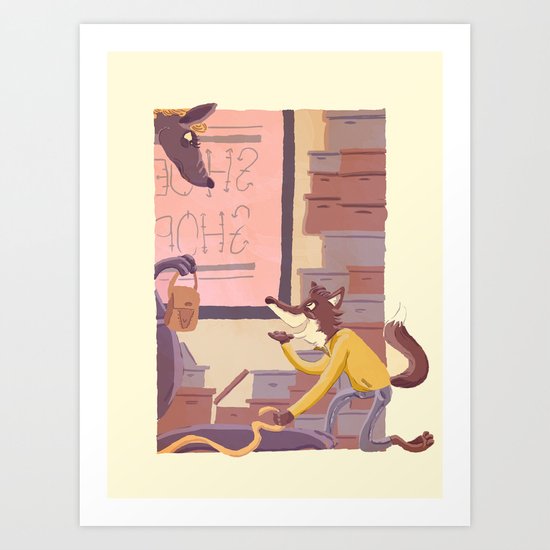 fox on the job - 2 Art Print