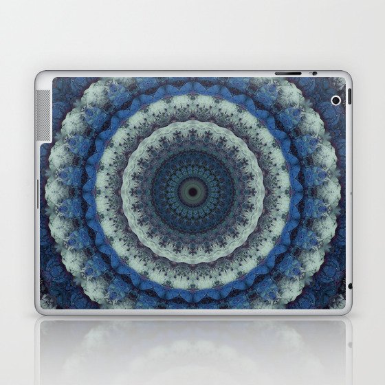 Blue floral mandala Laptop & iPad Skin