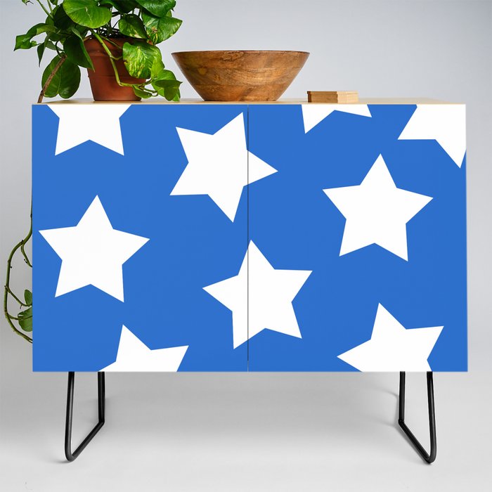 Cheerful Blue Star Print Credenza