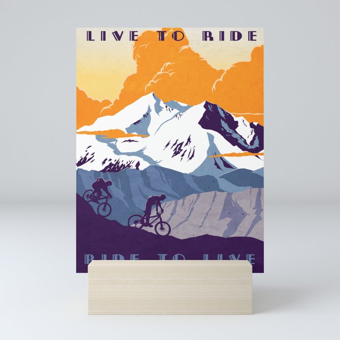 live to ride, ride to live retro cycling poster Mini Art Print