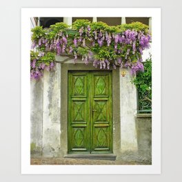 Lilacs and Green European Doorway Photograph Art Print