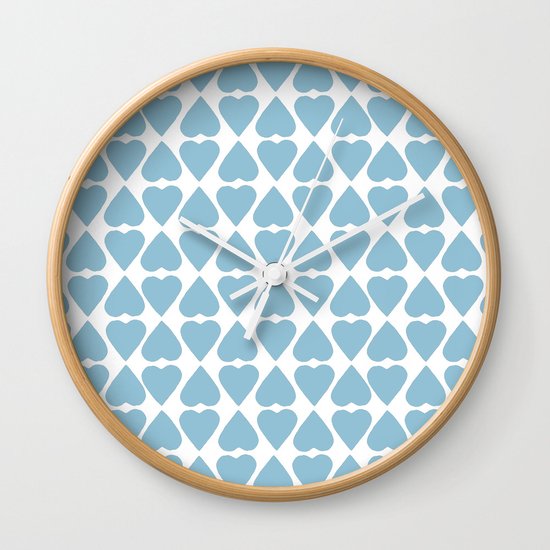 Diamond Hearts Repeat Blue Wall Clock