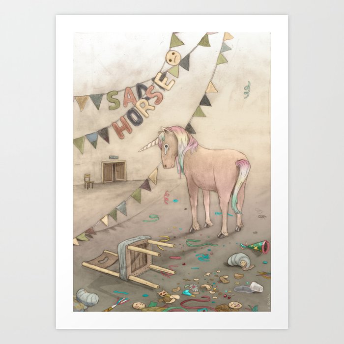 Sad horse (the unicorn) Art Print
