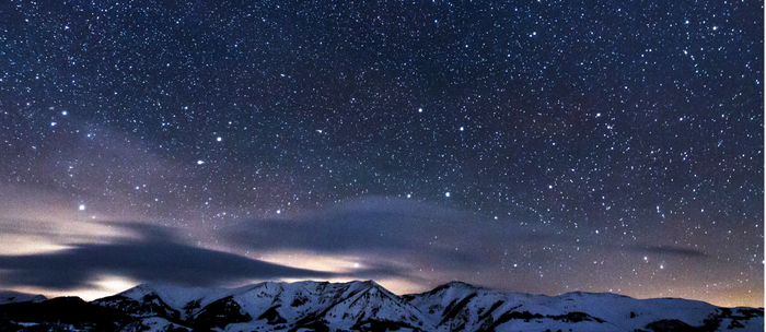 Starry Night Sky Winter Mountain Coffee Mug