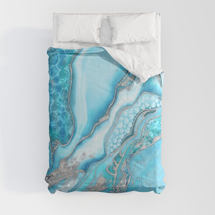 Liquid Marble -Blue quartz and gemstones Comforter
