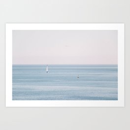 Ocean - Sail boat in calm sea - travel photography Art Print