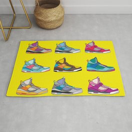 Colorful Sneaker set yellow illustration original pop art graphic print Rug