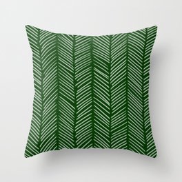 Forest Green Herringbone Throw Pillow
