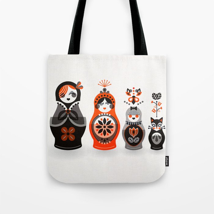Russian Nesting Dolls – Red & Black Tote Bag