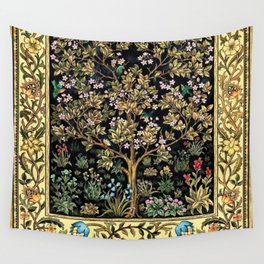 William Morris Northern Garden with Daffodils, Dogwood, & Calla Lily Floral Textile Print Wall Tapestry