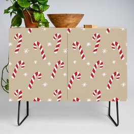 Candy Cane Pattern (tan, red, white) Credenza