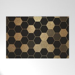 Golden,brown mosaic hexagon,honeycomb geometric pattern  Welcome Mat
