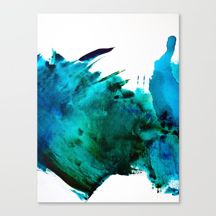 Crashing Waves: a vibrant minimal abstract design in blue, green, and white by Alyssa Hamilton Art  Canvas Print