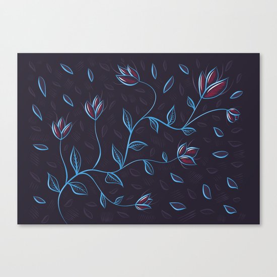 Abstract Glowing Blue Flowers Canvas Print