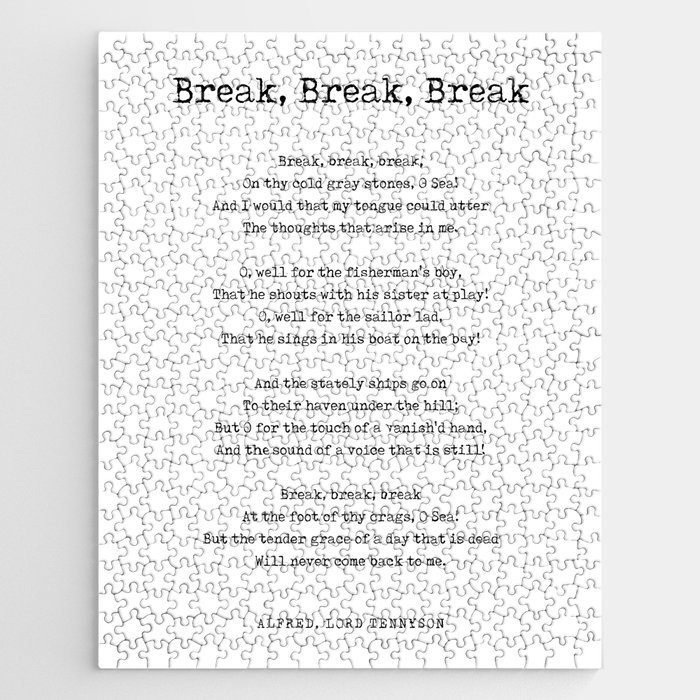 Break, Break, Break - Alfred, Lord Tennyson Poem - Literature - Typewriter Print 1 Jigsaw Puzzle