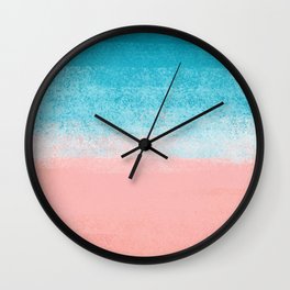 Pink Sea & Turquoise Landscape_Brush Strokes Abstract Horizon Wall Clock