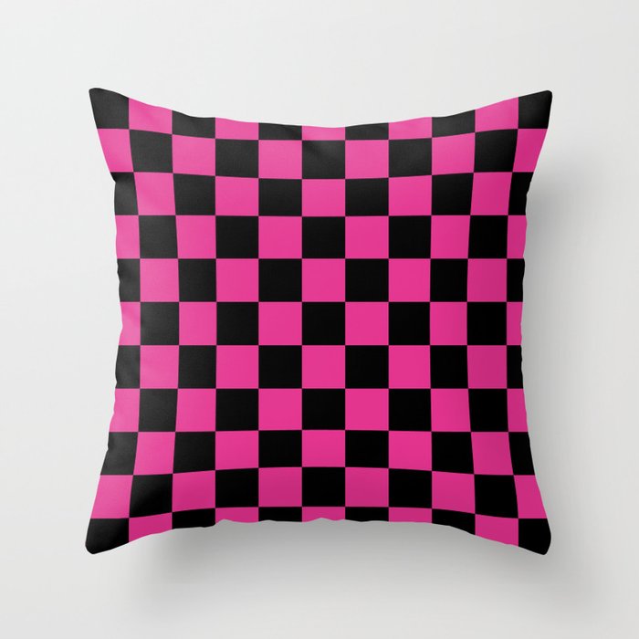 Check Pattern - fuchsia and black - more colors Throw Pillow